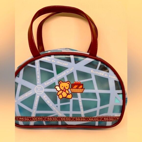 Hello Kitty 2003 by Sanrio Angel Cafe Paris Blue Brown Clear Mini Bag Ra… - Picture 5 of 11